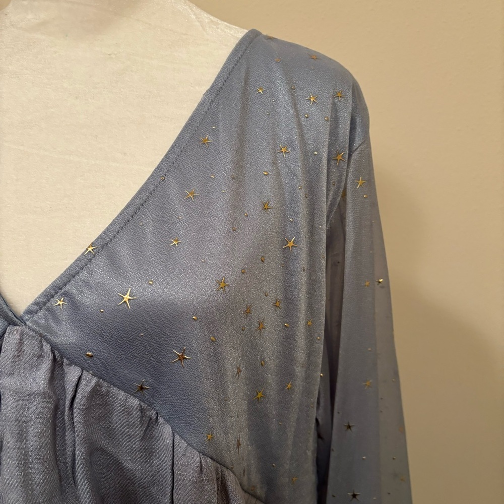 Umgee Celestial Star Light Blue Blouse - Picture 5 of 9